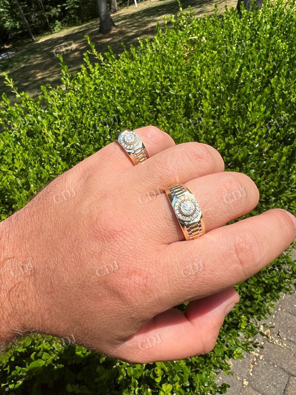 Bling Two Tone Hip Hop Men Ring  customdiamjewel   