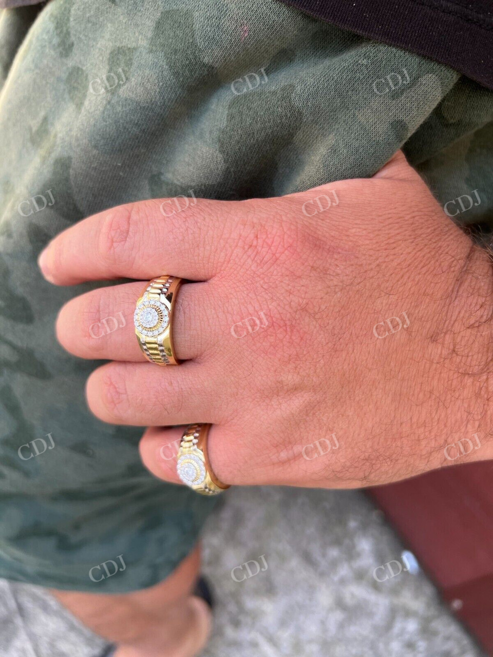 Bling Two Tone Hip Hop Men Ring  customdiamjewel   
