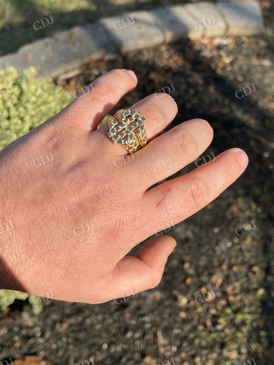 14k Gold Mens Hip Hop Dollar Sign $ Ring  customdiamjewel   