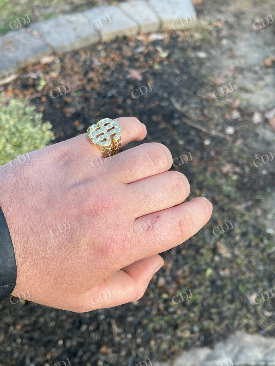 14k Gold Mens Hip Hop Dollar Sign $ Ring  customdiamjewel   