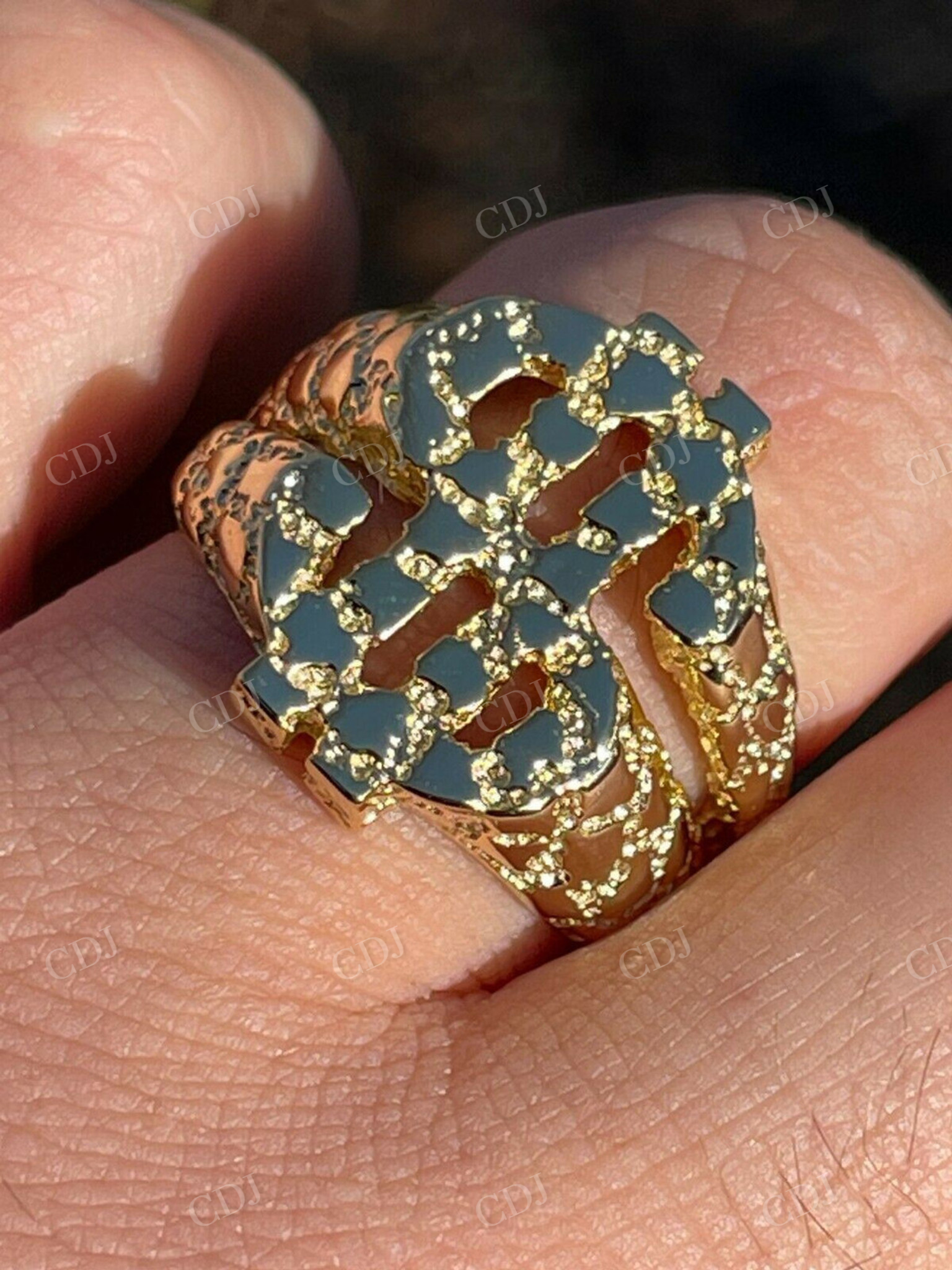 14k Gold Mens Hip Hop Dollar Sign $ Ring  customdiamjewel   
