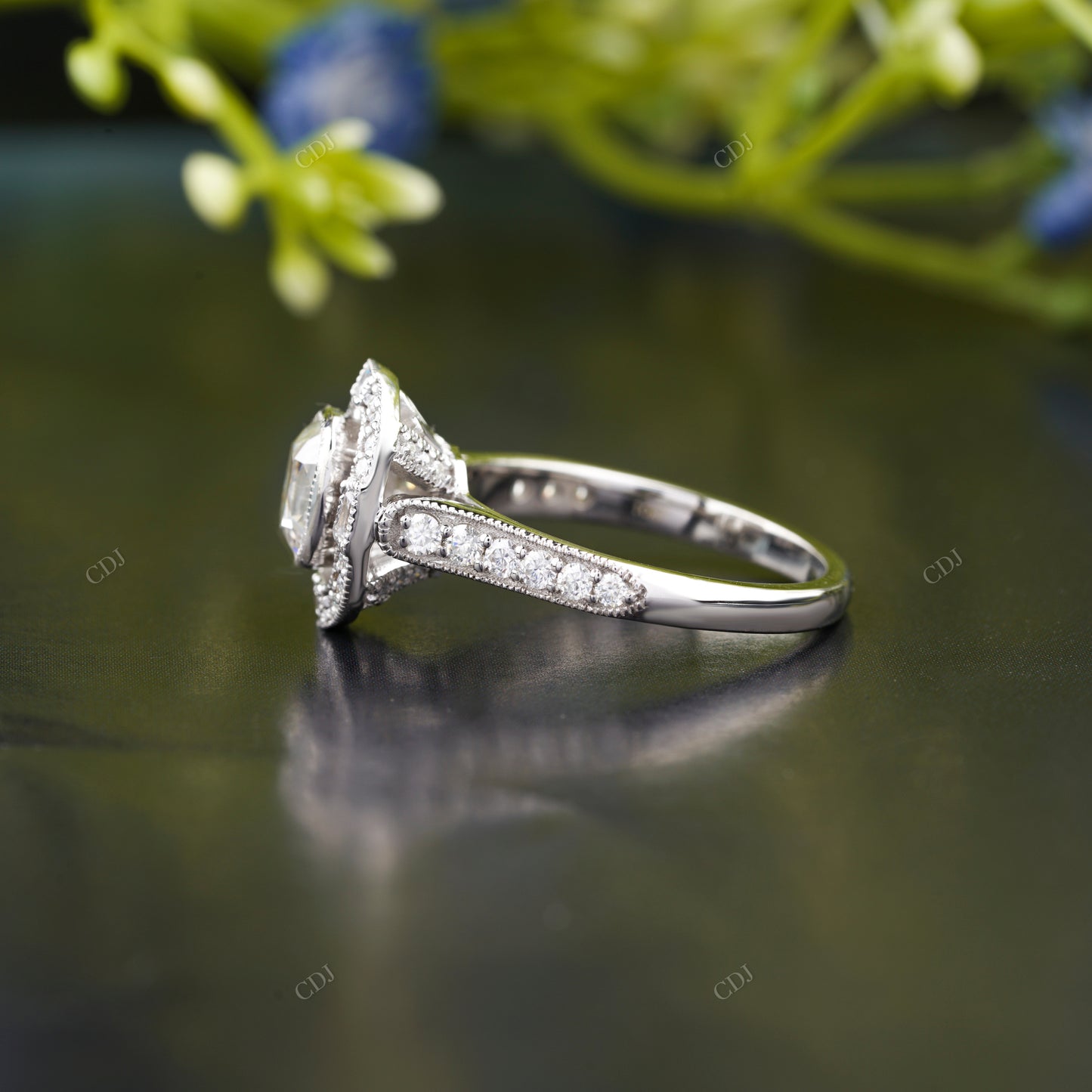 Lab-Grown Diamond cushion Halo Ring