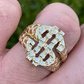 14k Gold Mens Hip Hop Dollar Sign $ Ring  customdiamjewel   
