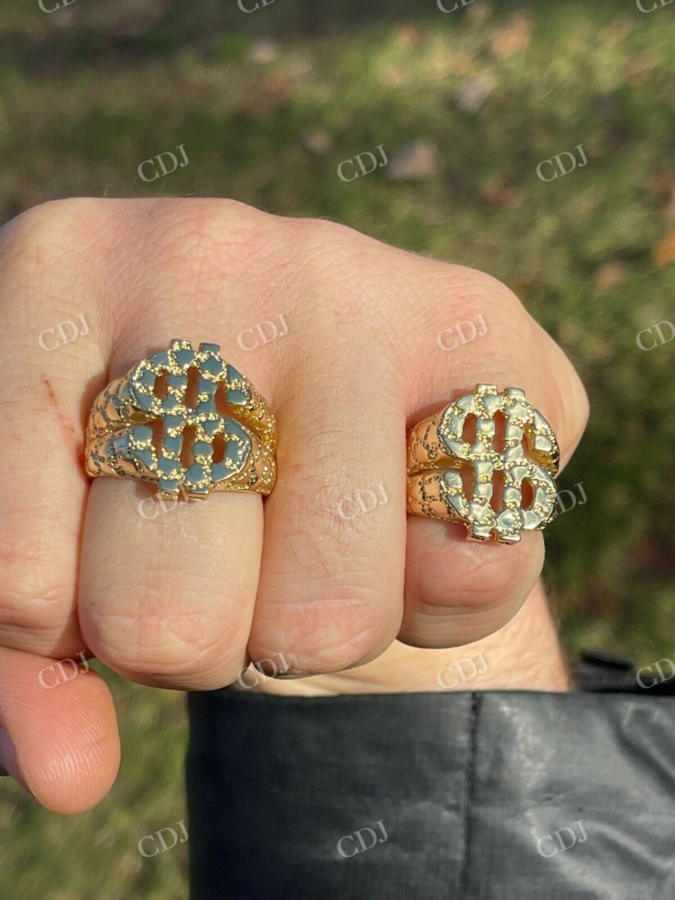 14k Gold Mens Hip Hop Dollar Sign $ Ring  customdiamjewel   