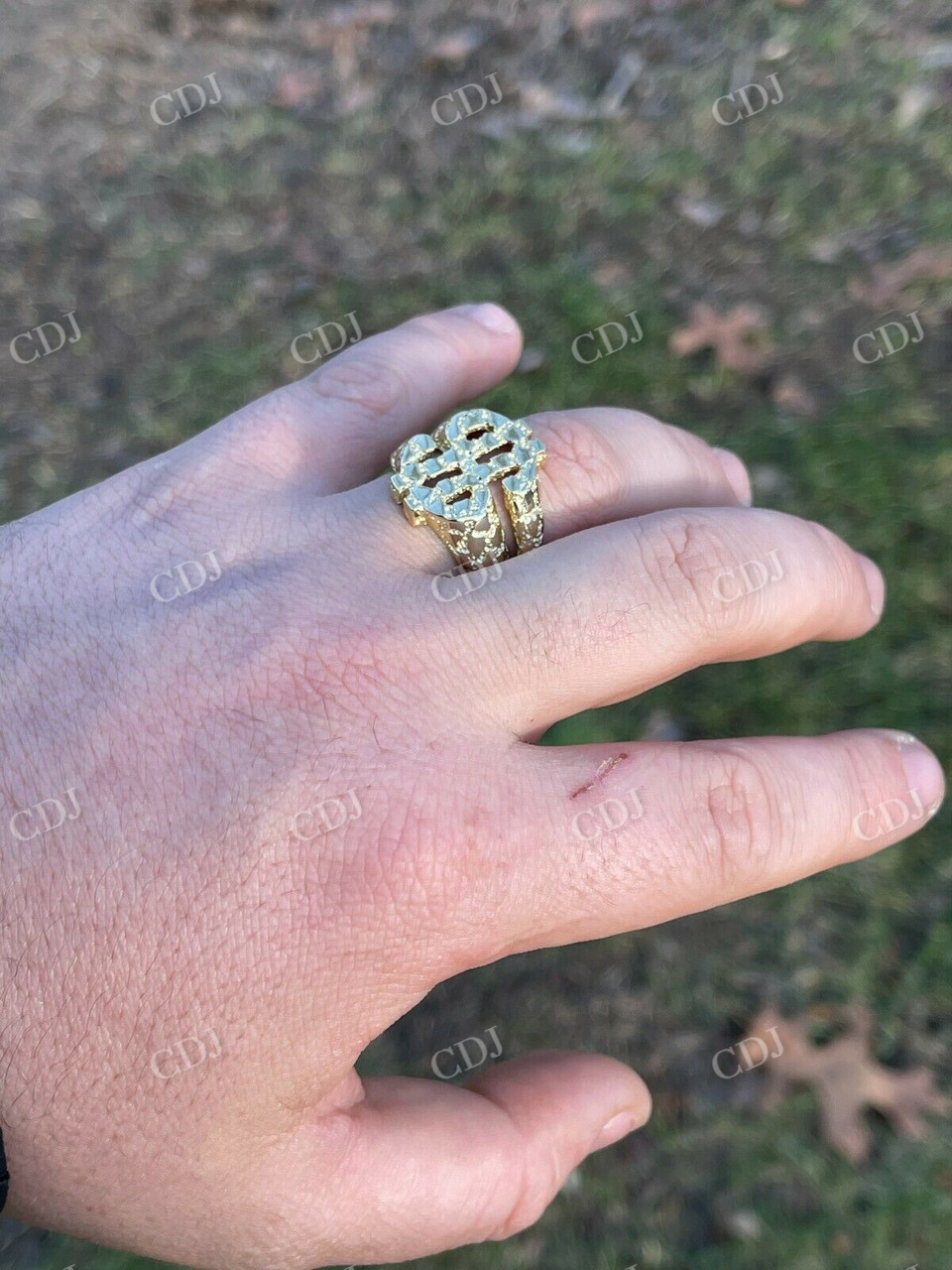 14k Gold Mens Hip Hop Dollar Sign $ Ring  customdiamjewel   