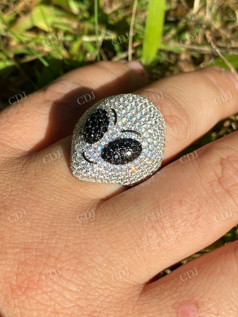 Alien Head Emoji Mens Iced Diamond Ring  customdiamjewel   