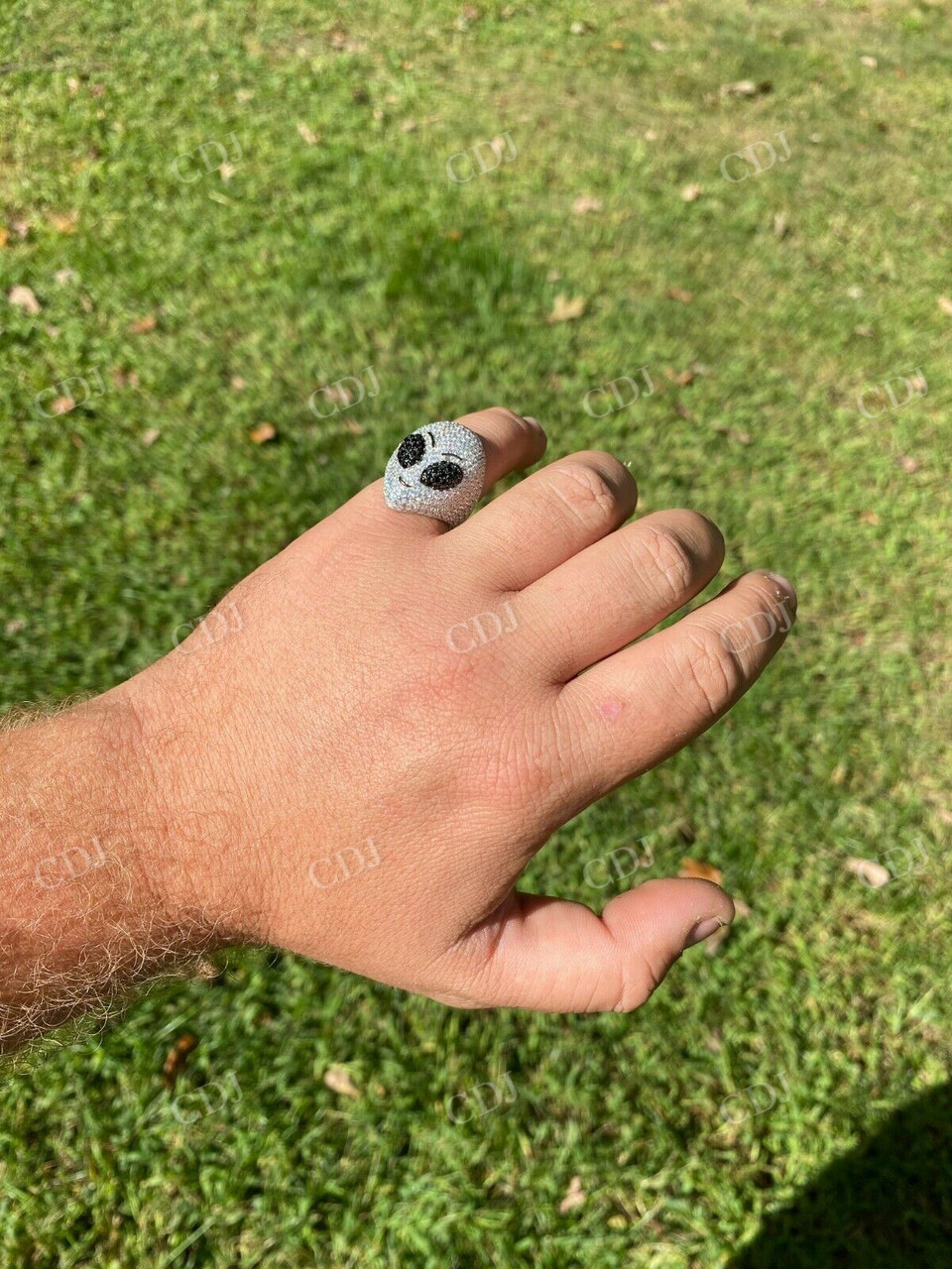 Alien Head Emoji Mens Iced Diamond Ring  customdiamjewel   