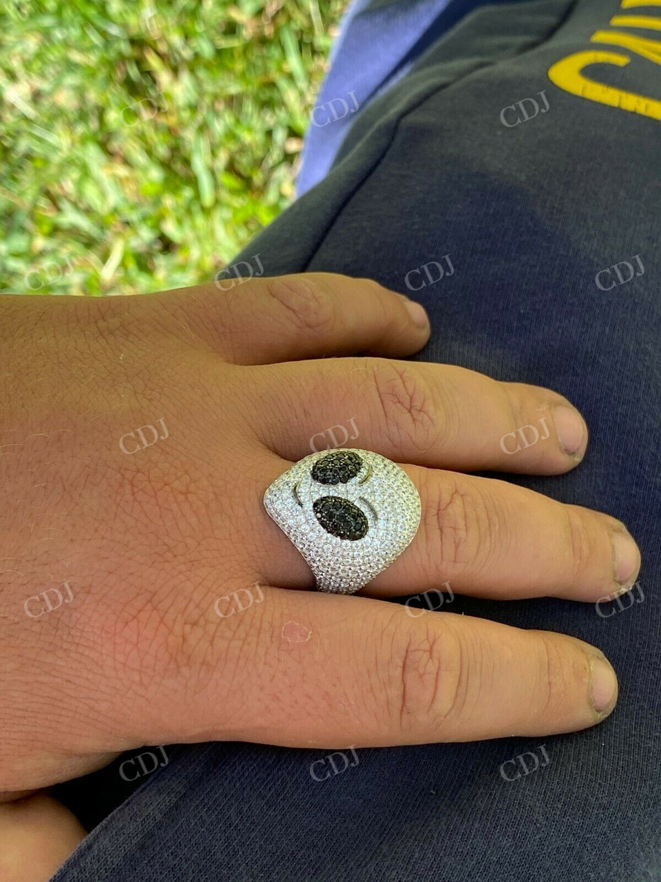 Alien Head Emoji Mens Iced Diamond Ring  customdiamjewel   