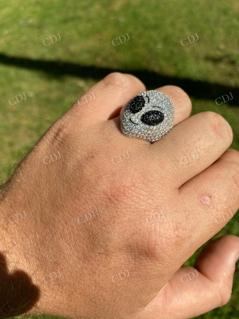 Alien Head Emoji Mens Iced Diamond Ring  customdiamjewel   