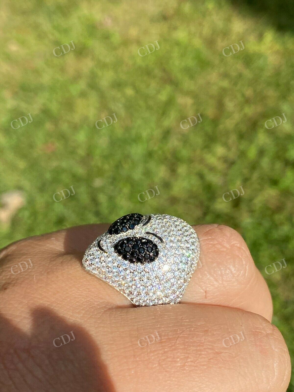 Alien Head Emoji Mens Iced Diamond Ring  customdiamjewel   