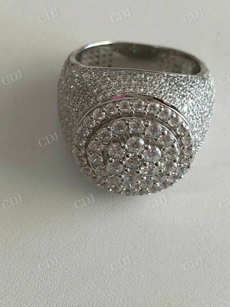 Men's Large 14K White Gold Diamond Icy Hip Hop Ring  customdiamjewel   