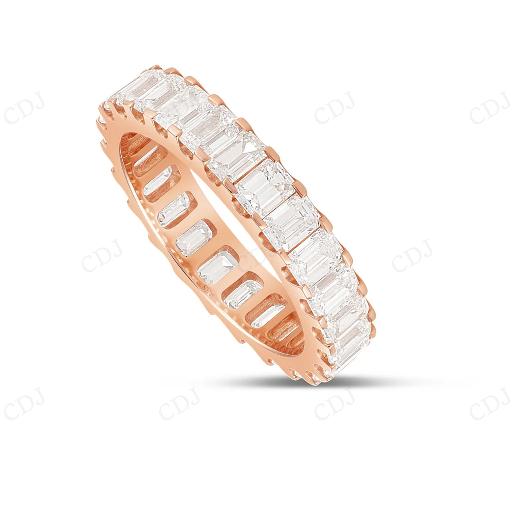 Emerald Cut Moissanite Diamond Eternity Band For Women Wedding Band CustomDiamJewel
