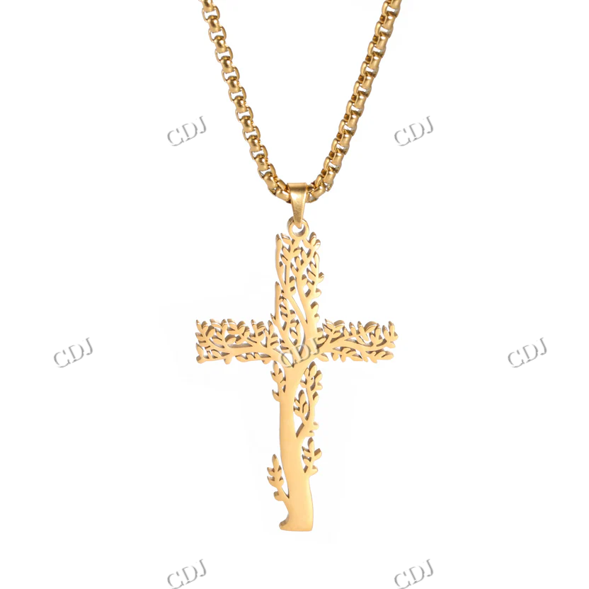 Premium Unisex Solid Gold Hip Hop Crist Cross Pendant hip hop jewelry CustomDiamJewel