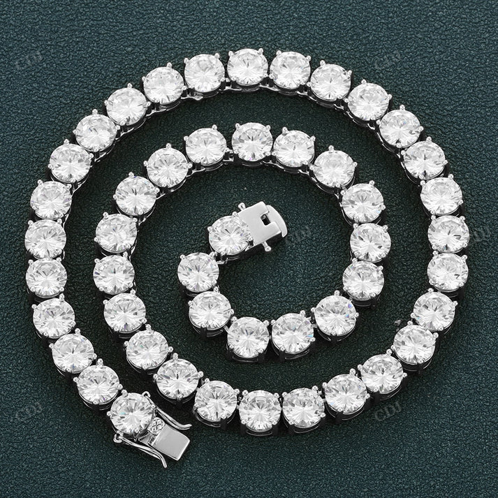 8MM Round Cut Moissanite Tennis Necklace hip hop jewelry CustomDiamJewel