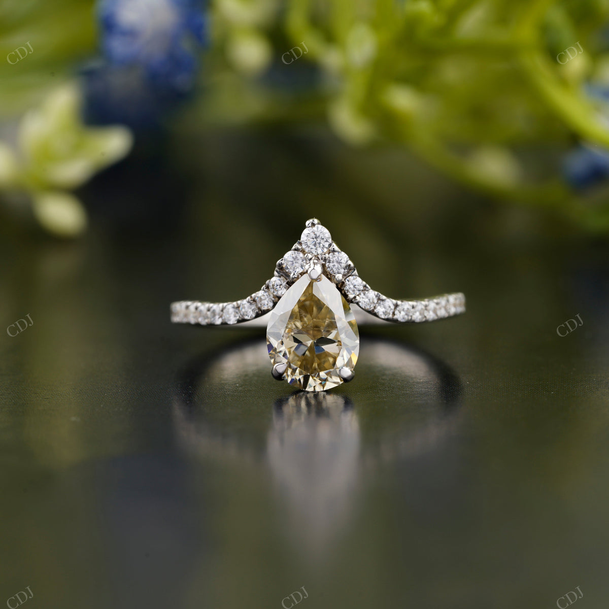 Champagne Pear Diamond Pavé Ring customdiamjewel