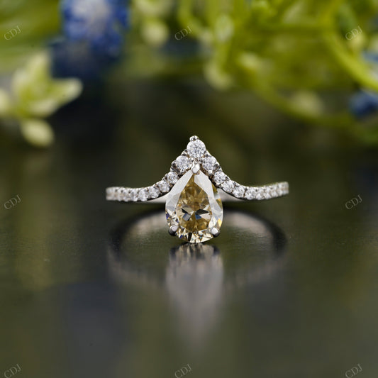 Champagne Pear Diamond Pavé Ring