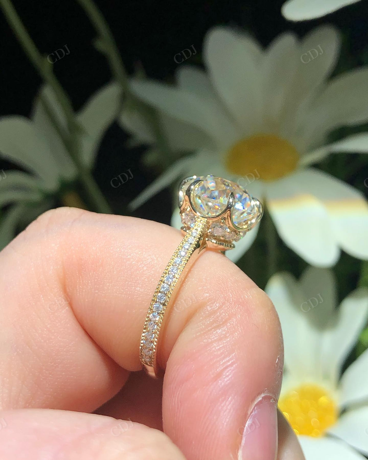Round Portuguese Cut Moissanite Custom Ring customdiamjewel