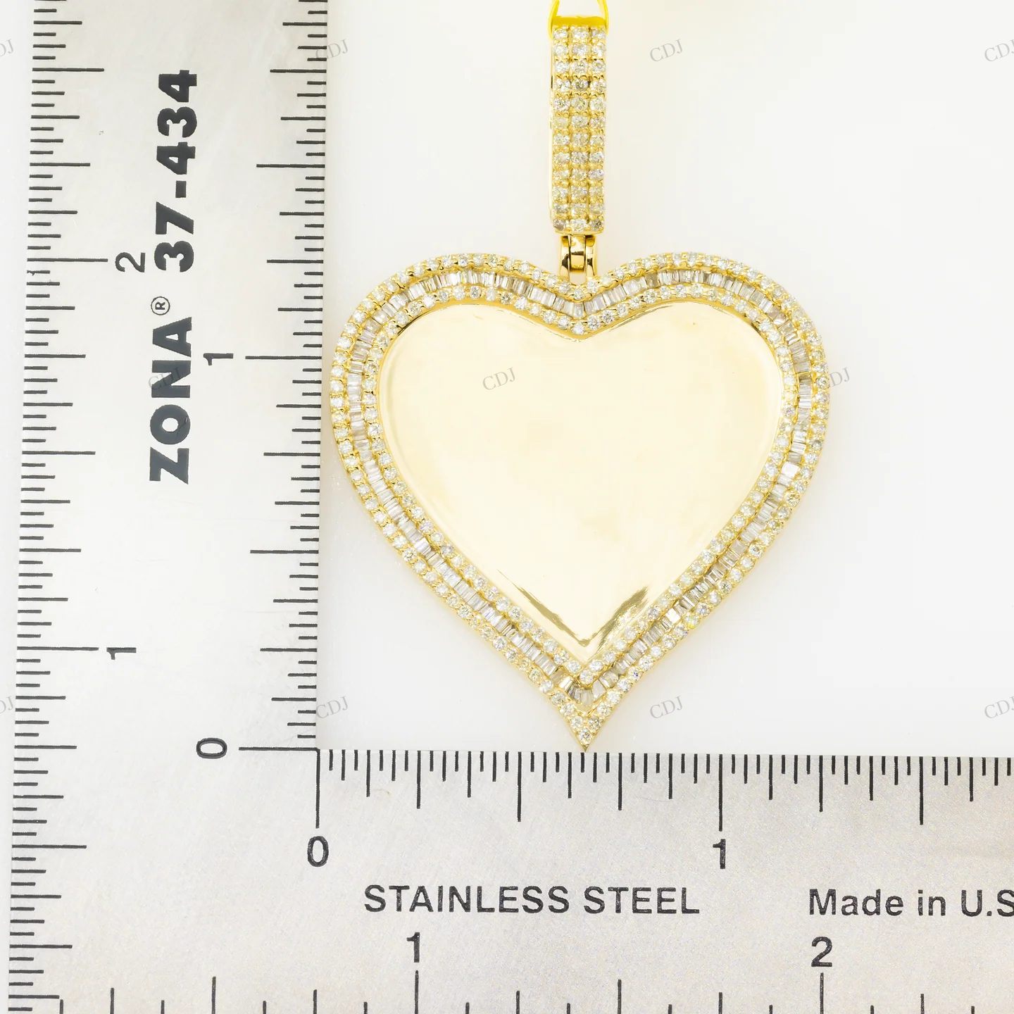 Baguette And Round Diamond 1.44 CT Heart Photo Pendant hip hop jewelry CustomDiamJewel