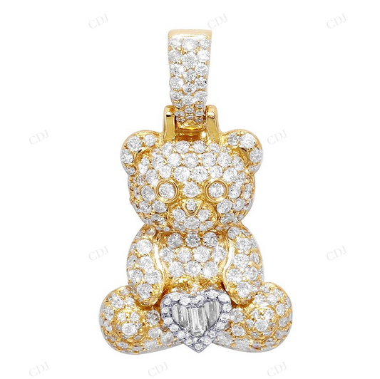 1.23 CTW Silver Moissanite Daily Wear Teddy Bear Pendant CustomDiamJewel