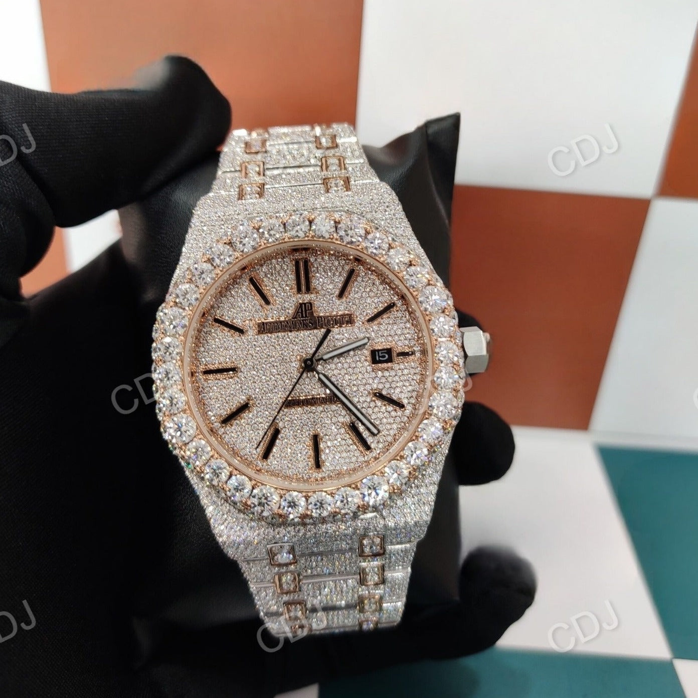Two Tone AP Hand Set Diamond Watch customdiamjewel