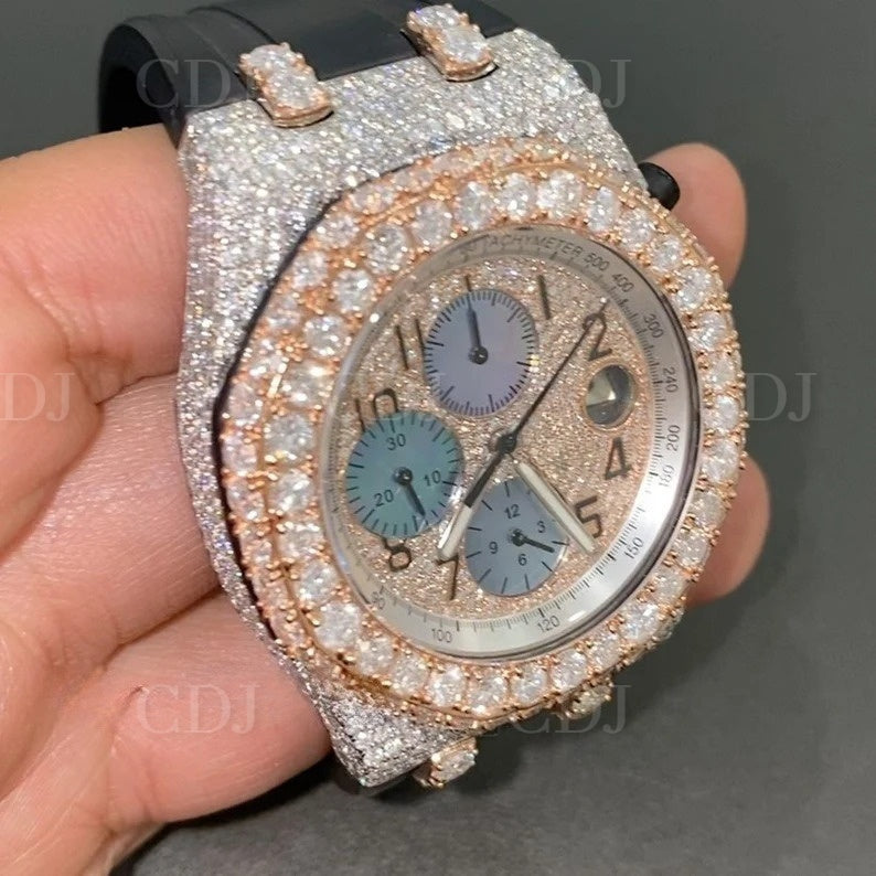 Full Iced out luxury AP Chrono wrist watch customdiamjewel
