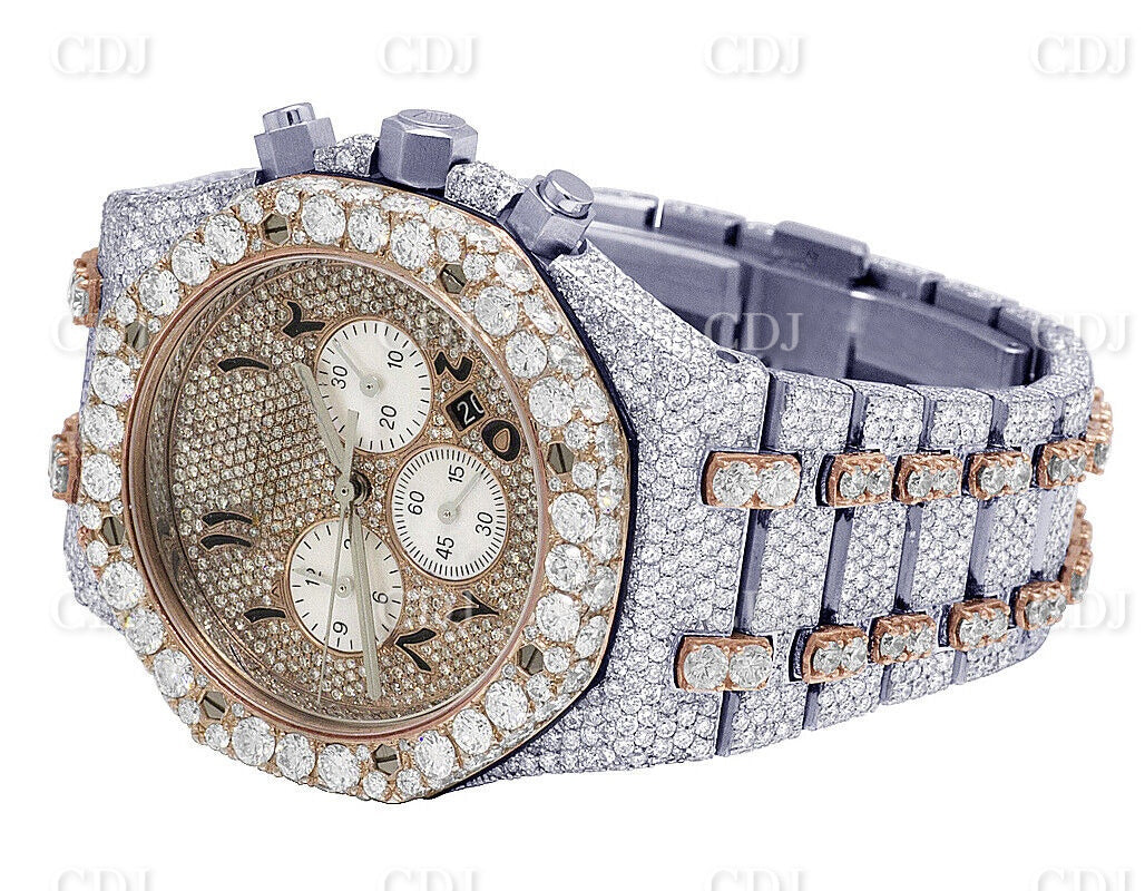 Two Tone Rose Gold Plated Moissanite Watch For Men customdiamjewel