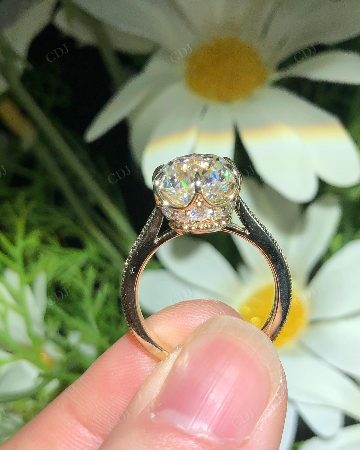 Round Portuguese Cut Moissanite Custom Ring customdiamjewel