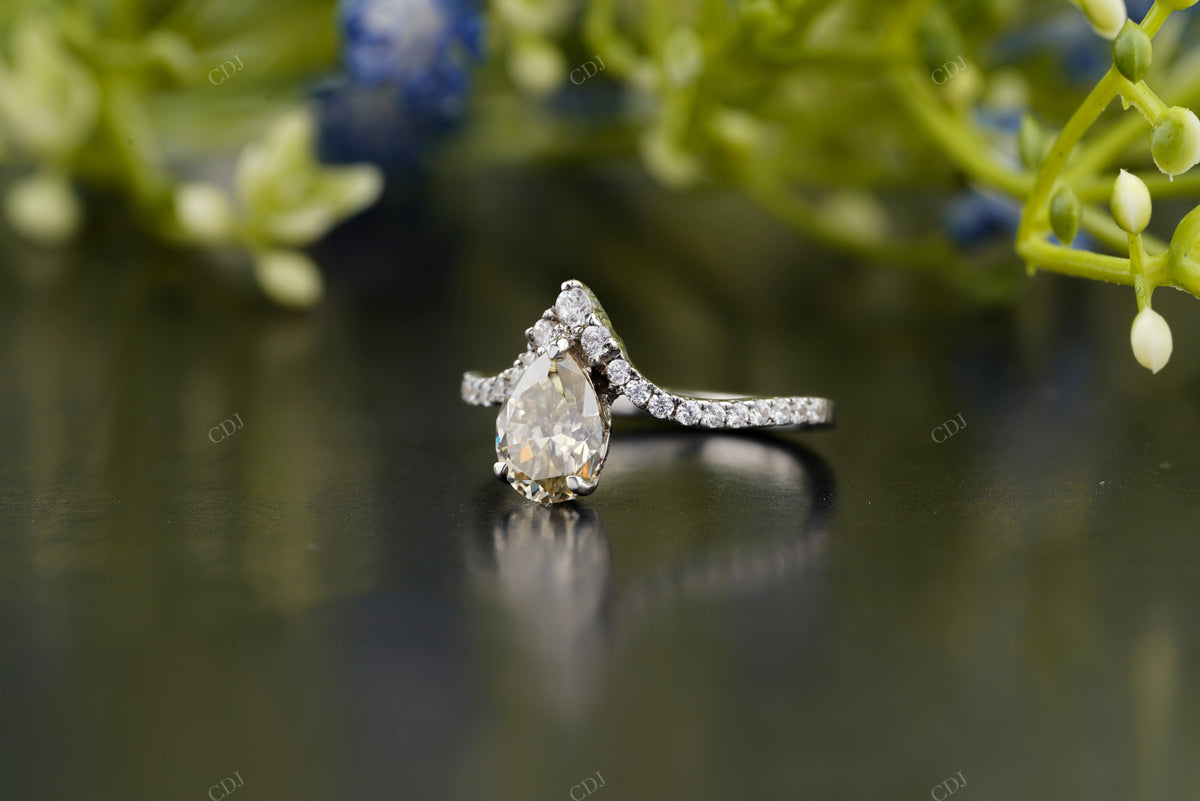 Champagne Pear Diamond Pavé Ring customdiamjewel