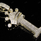 1.5" 0.4CTW 18K Gold Natural Diamond Crown Initial 'I' Letter Pendant CustomDiamJewel