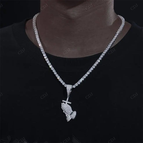 Iced Out 14K VVS Diamond Praying Hands Pendant hip hop jewelry CustomDiamJewel