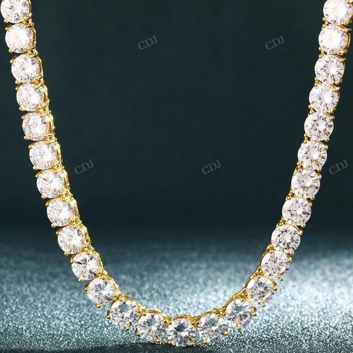 8MM Round Cut Moissanite Tennis Necklace hip hop jewelry CustomDiamJewel