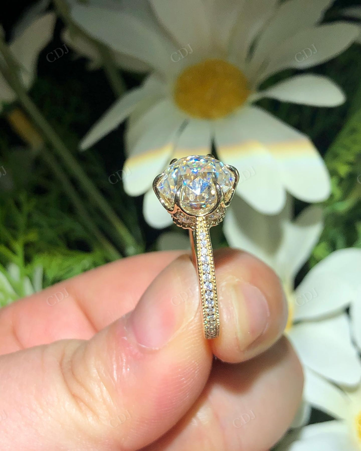 Round Portuguese Cut Moissanite Custom Ring customdiamjewel