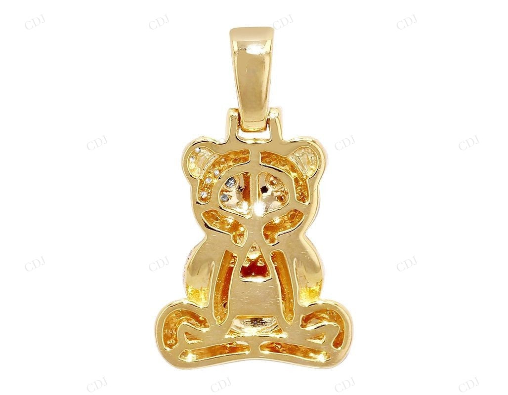 1.23 CTW Silver Moissanite Daily Wear Teddy Bear Pendant CustomDiamJewel