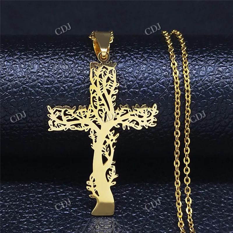 Premium Unisex Solid Gold Hip Hop Crist Cross Pendant hip hop jewelry CustomDiamJewel