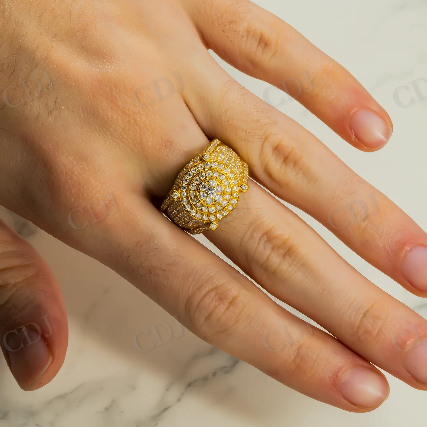 2.75 CTW Gold Plated Iced Out Round Diamond Ring Hip Hop Ring customdiamjewel