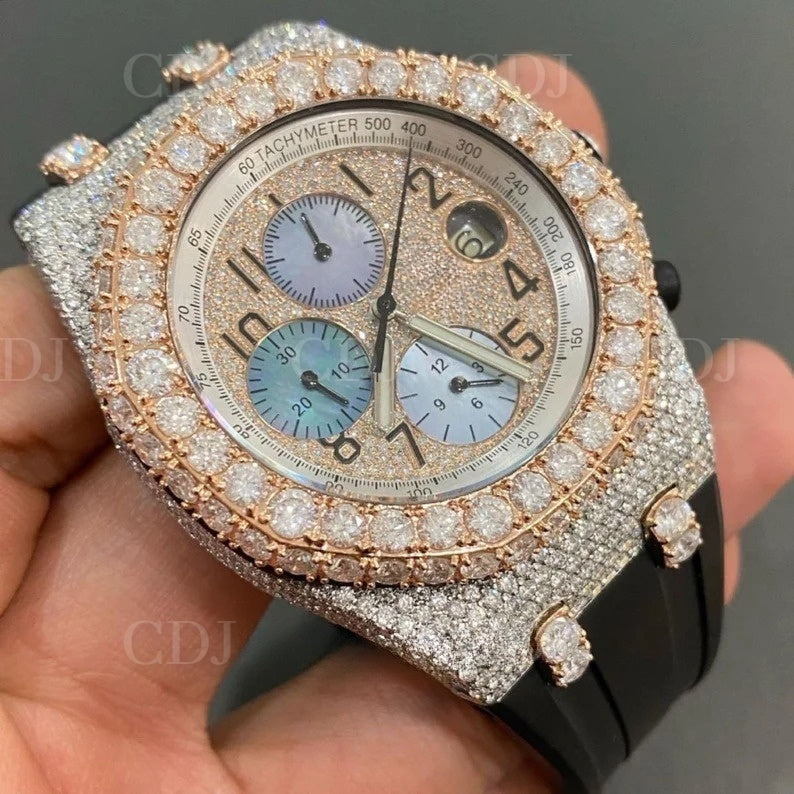 Full Iced out luxury AP Chrono wrist watch customdiamjewel