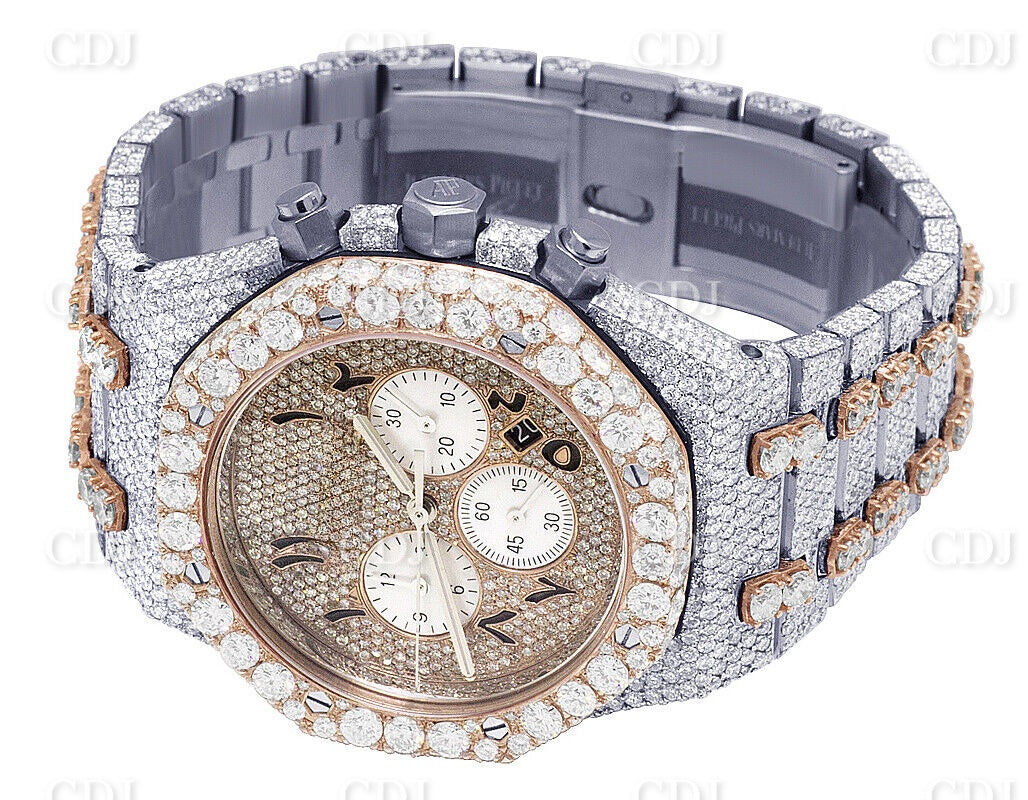Two Tone Rose Gold Plated Moissanite Watch For Men customdiamjewel