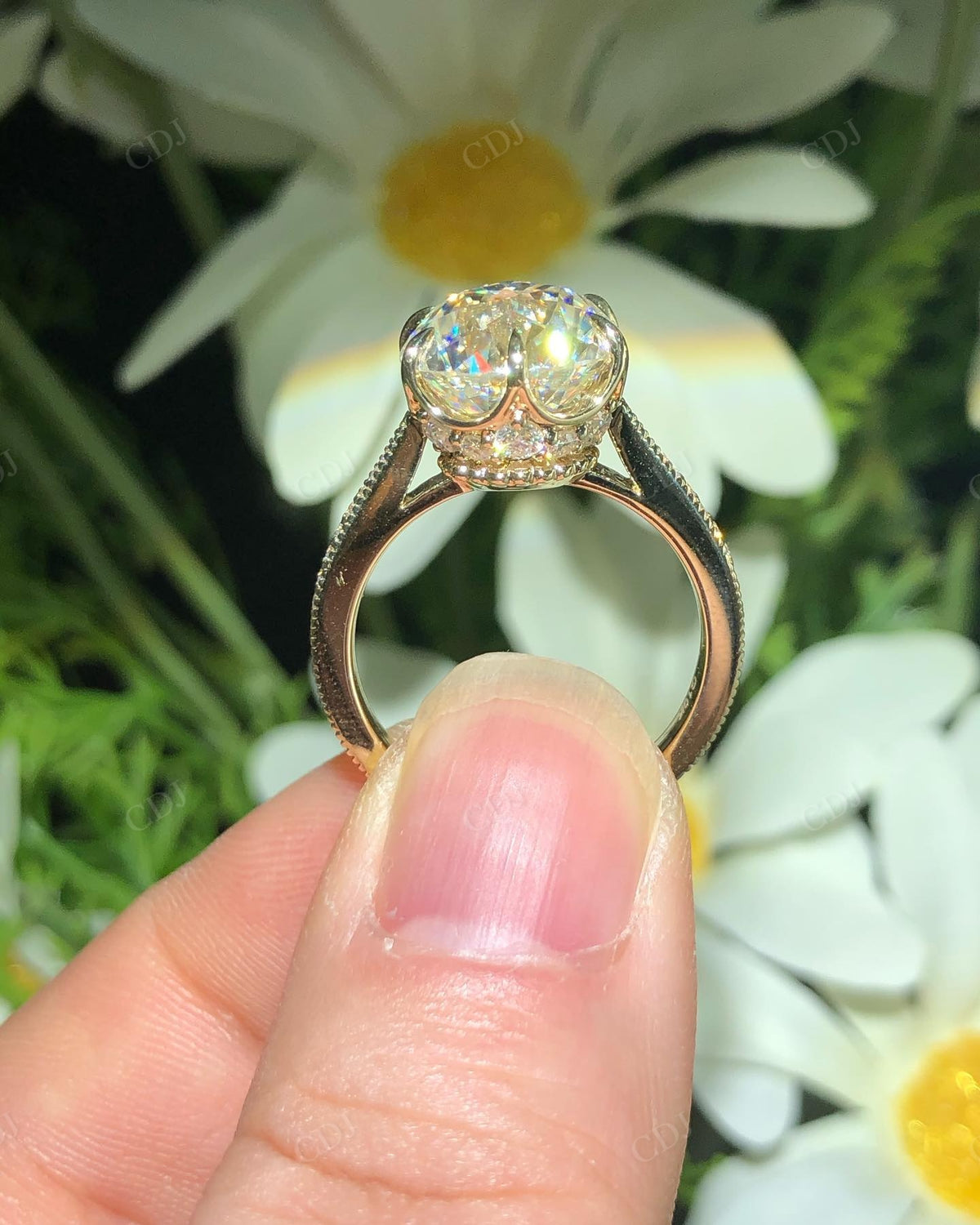 Round Portuguese Cut Moissanite Custom Ring customdiamjewel