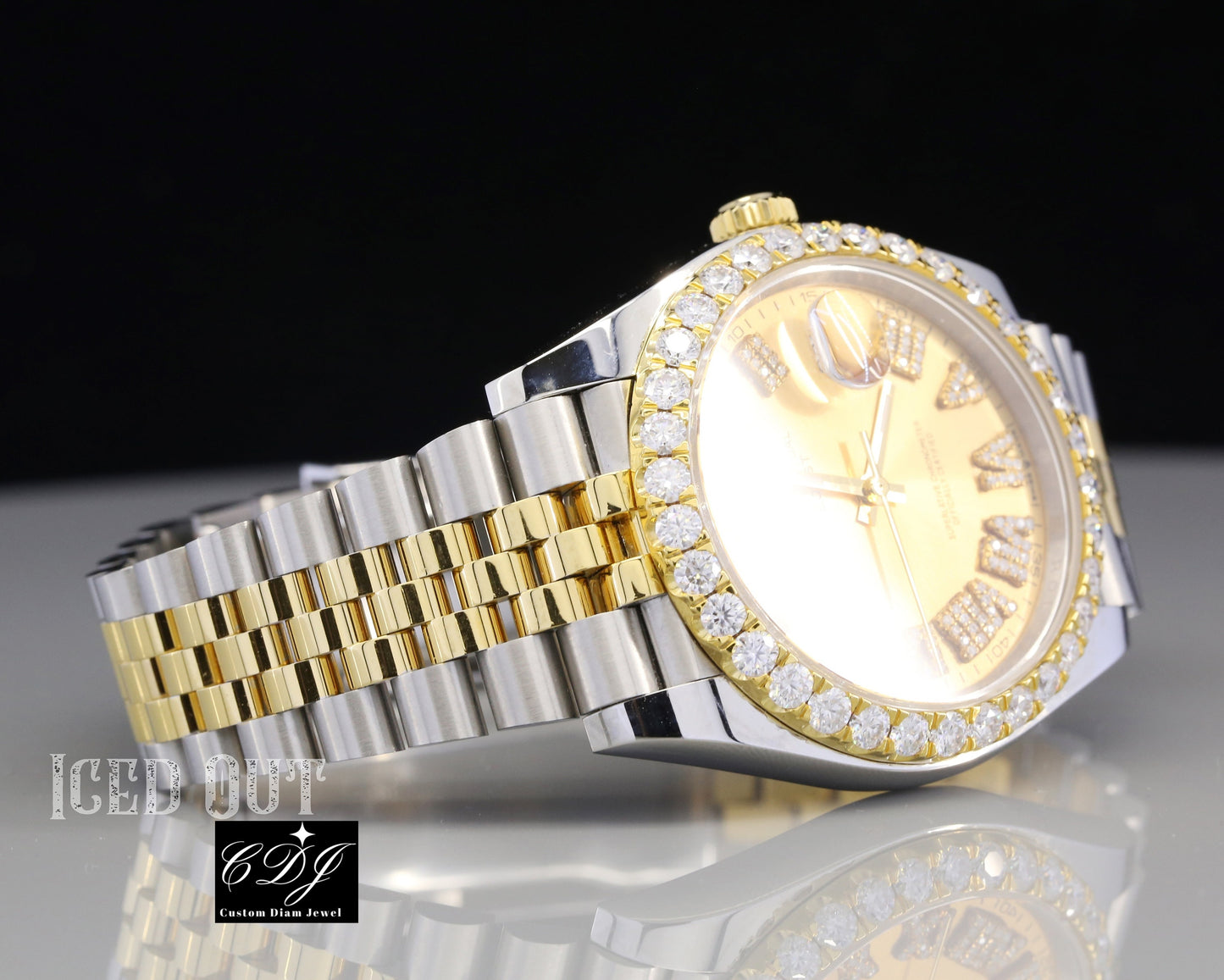 Rolex Bezel Set Moissanite Watch For Men customdiamjewel