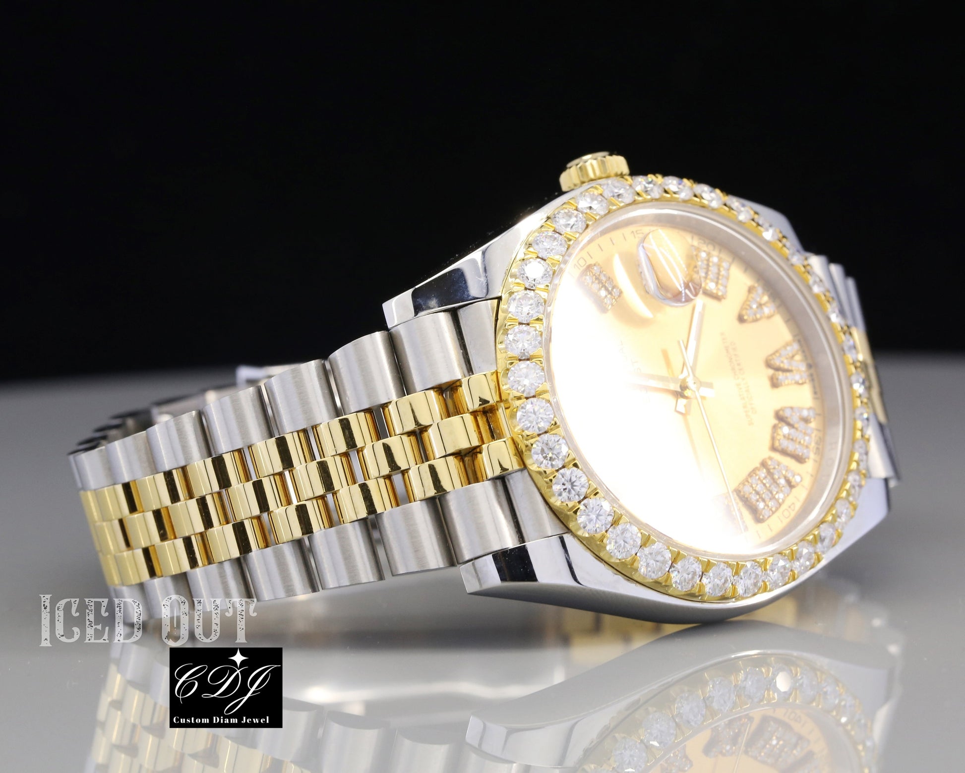 Rolex Bezel Set Moissanite Watch For Men customdiamjewel