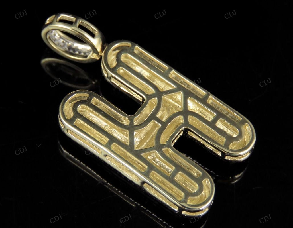 1.5" 1 CTW 10K Gold Real Diamond Initial H Letter Pendant CustomDiamJewel