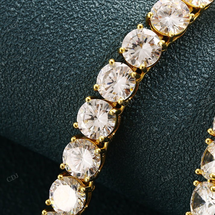 8MM Round Cut Moissanite Tennis Necklace hip hop jewelry CustomDiamJewel