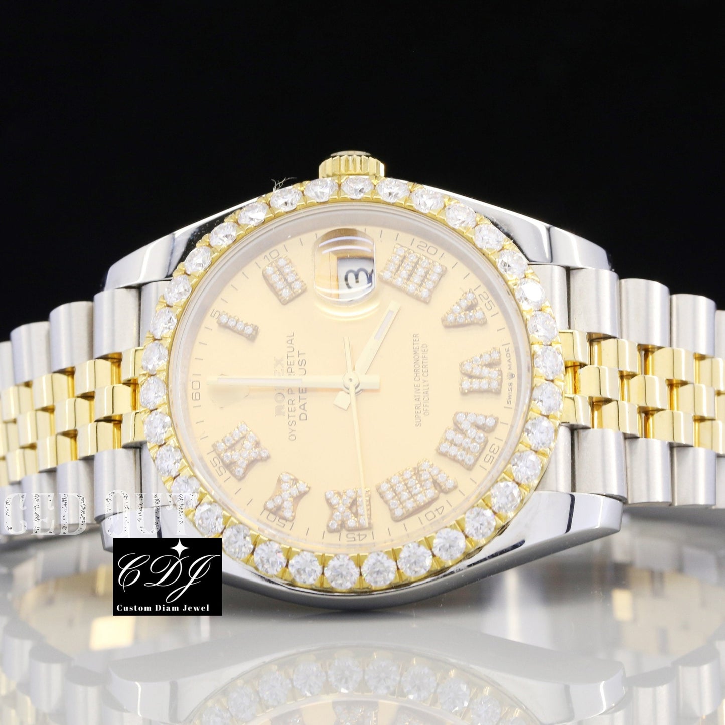 Rolex Bezel Set Moissanite Watch For Men customdiamjewel
