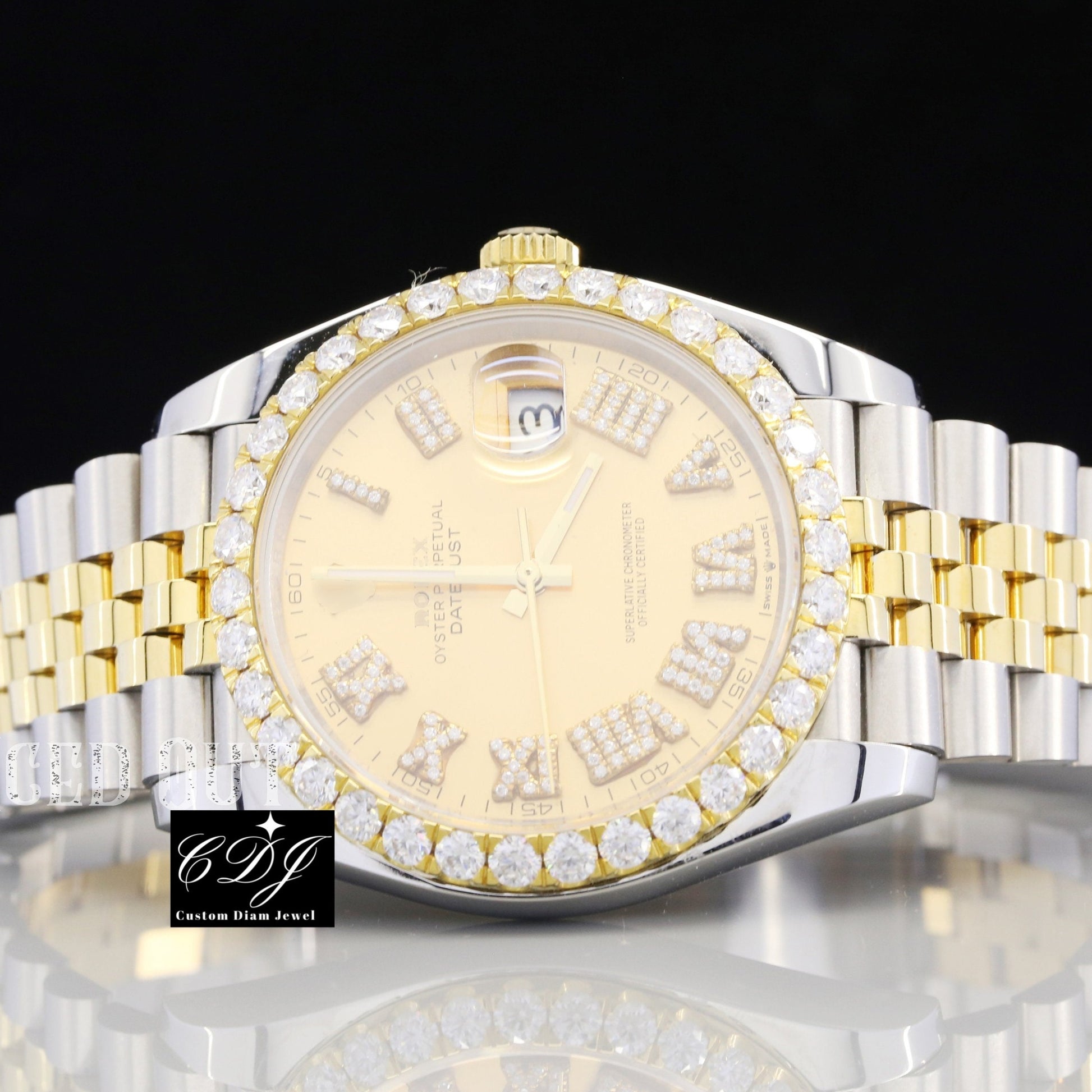 Rolex Bezel Set Moissanite Watch For Men customdiamjewel