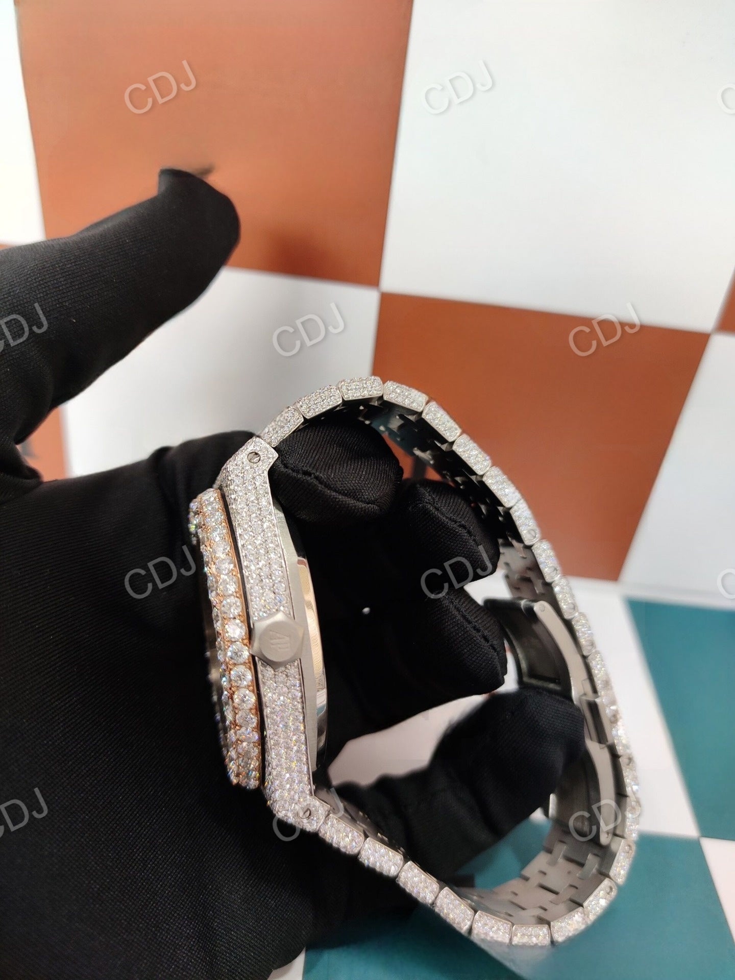 Two Tone AP Hand Set Diamond Watch customdiamjewel