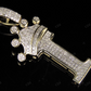 1.5" 0.4CTW 18K Gold Natural Diamond Crown Initial 'I' Letter Pendant CustomDiamJewel