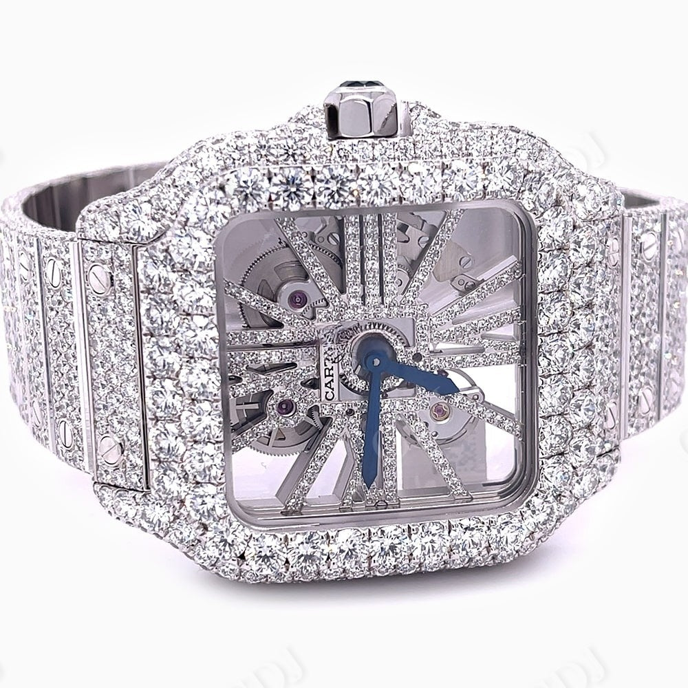 Cartier Skeleton Moissanite Diamond Men's Watch customdiamjewel