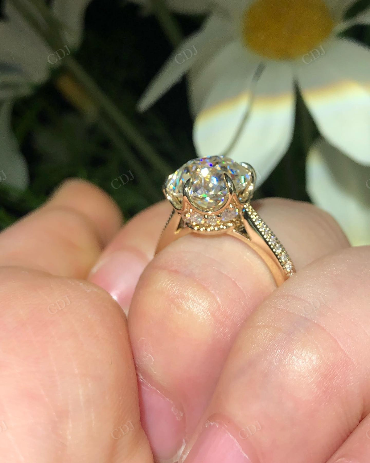 Round Portuguese Cut Moissanite Custom Ring customdiamjewel