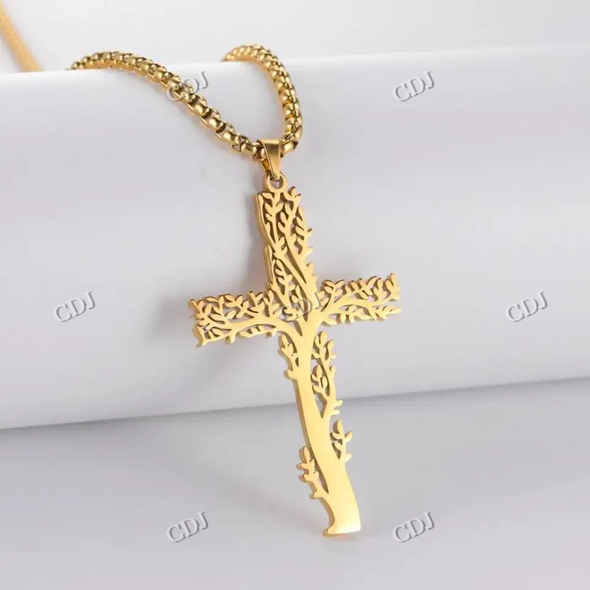 Premium Unisex Solid Gold Hip Hop Crist Cross Pendant hip hop jewelry CustomDiamJewel