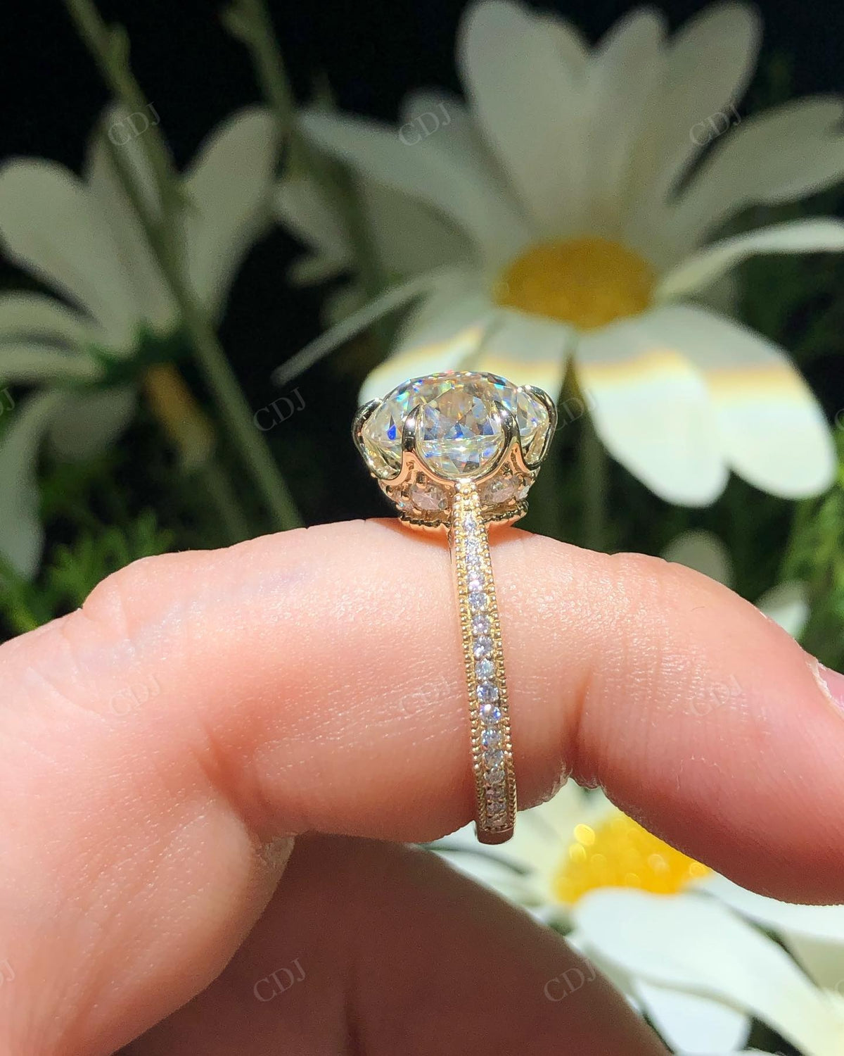 Round Portuguese Cut Moissanite Custom Ring customdiamjewel